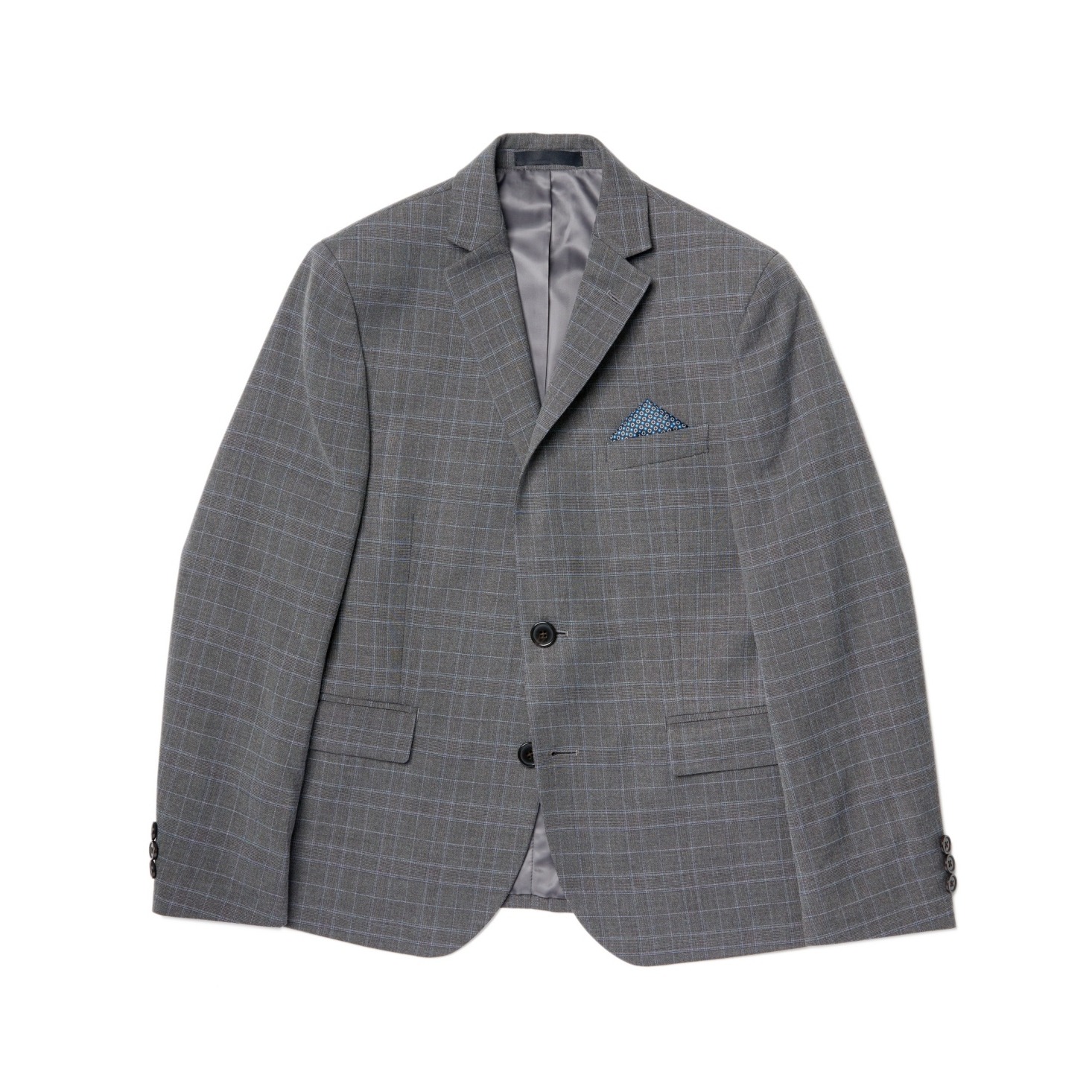 Lauren Ralph Lauren Boys Husky Plaid Classic Sport Blazer Coat Gray - Size 14h